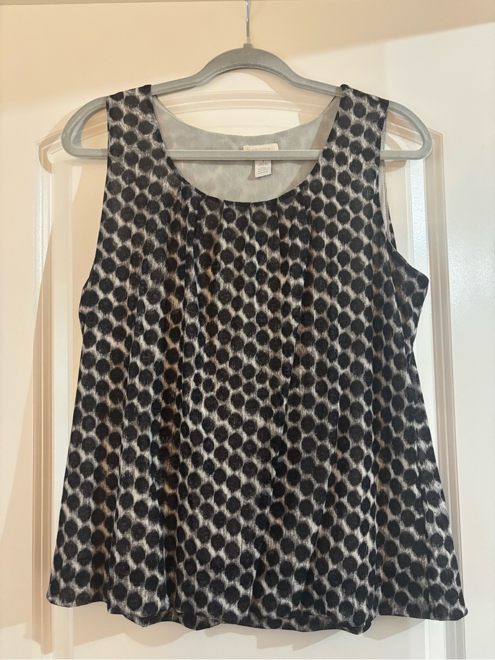 Chico's Black & White Dot-Print Sleeveless Tank